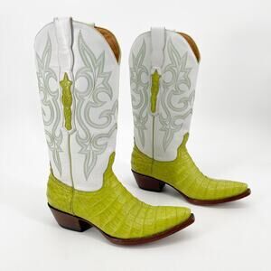 Old Gringo Women’s 8 White Green Diego y2k Caiman Exotic Cowgirl Western Boots